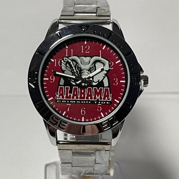 Alabama Crimson Tide NCAA Team Logo Men's Stainless-Steel Silver Watch NEW - Picture 2 of 9